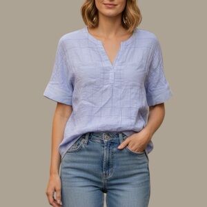 Tommy Bahama Leslie Blue Linen Blend Popover Sz Small Petite